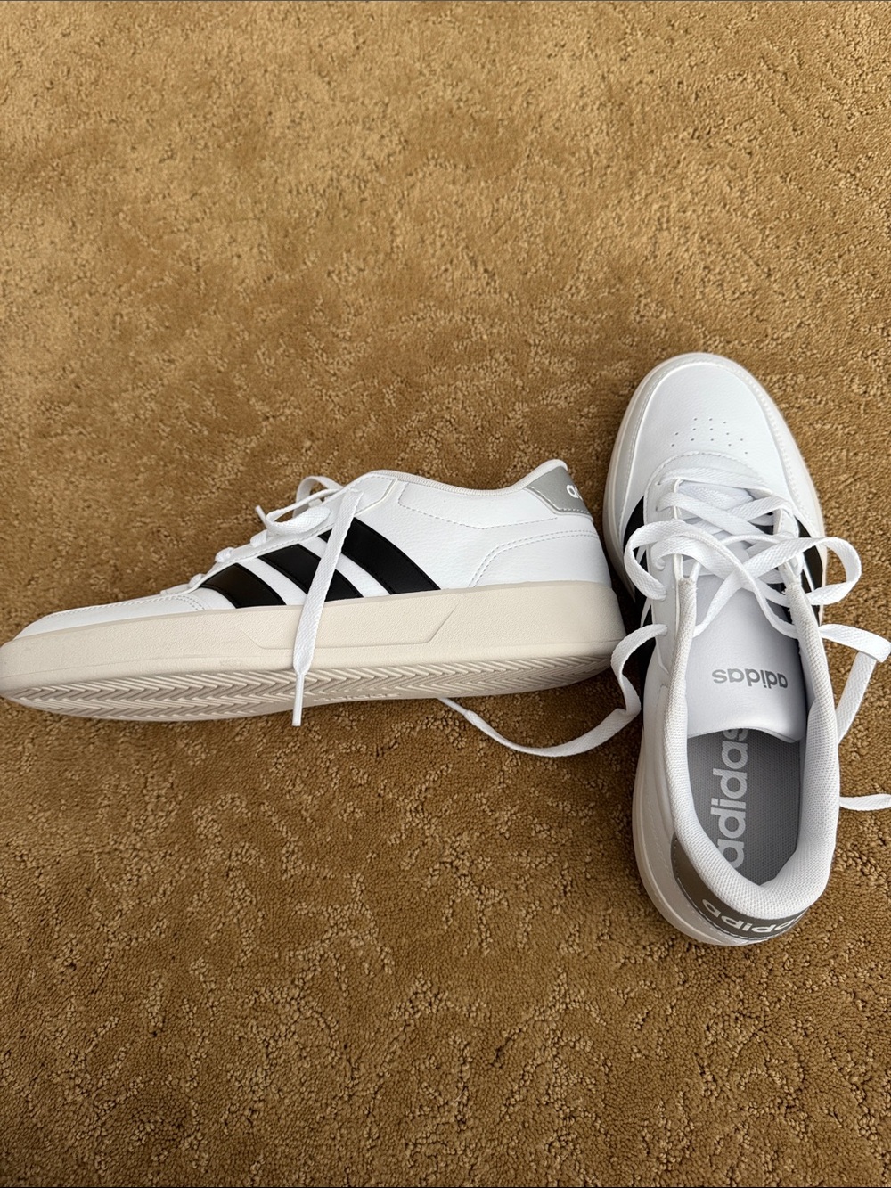 NEW adidas White Sneakers with Black Stripes
